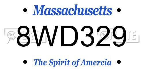 8WD329 Massachusetts License Plate