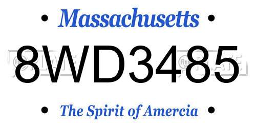 8WD3485 Massachusetts License Plate