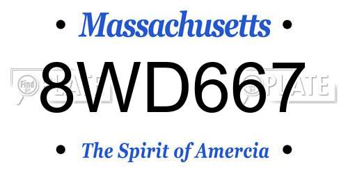 8WD667 Massachusetts License Plate