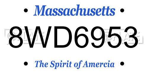 8WD6953 Massachusetts License Plate