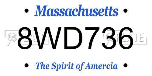 8WD736 Massachusetts License Plate