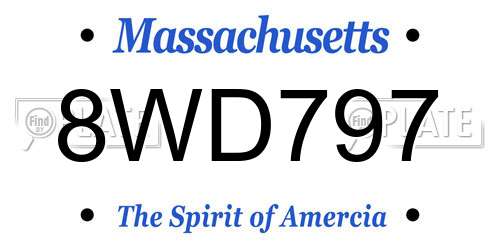 8WD797 Massachusetts License Plate