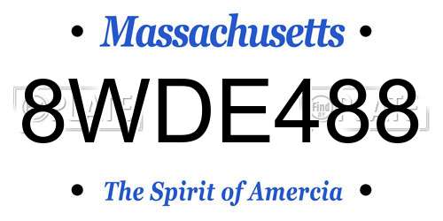 8WDE488 Massachusetts License Plate