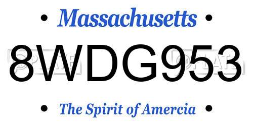 8WDG953 Massachusetts License Plate