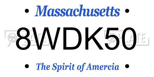 8WDK50 Massachusetts License Plate