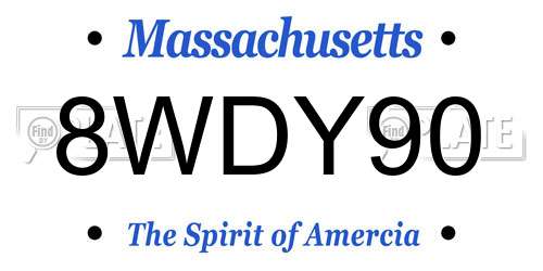8WDY90 Massachusetts License Plate