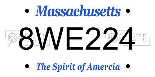 8WE224 Massachusetts License Plate
