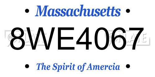 8WE4067 Massachusetts License Plate