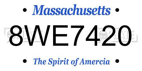 8WE7420 Massachusetts License Plate