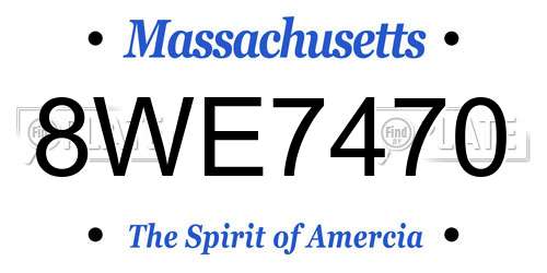 8WE7470 Massachusetts License Plate