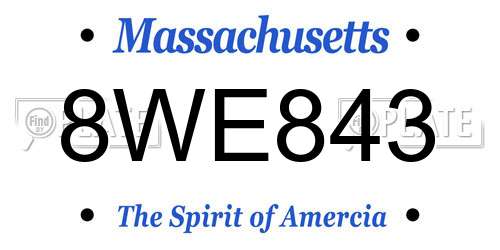8WE843 Massachusetts License Plate