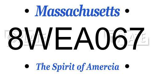 8WEA067 Massachusetts License Plate