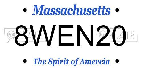 8WEN20 Massachusetts License Plate