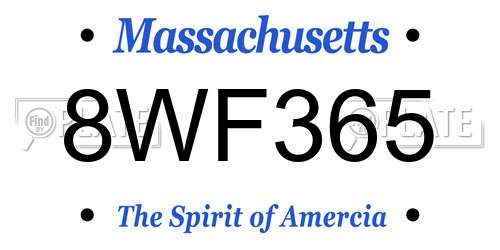 8WF365 Massachusetts License Plate