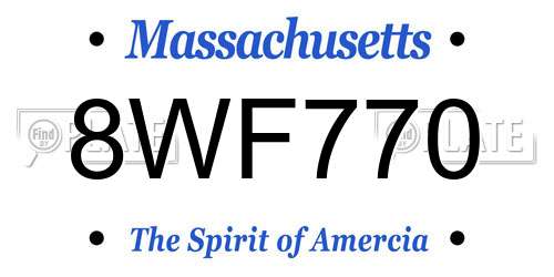8WF770 Massachusetts License Plate