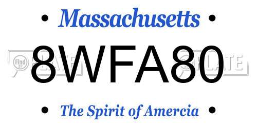8WFA80 Massachusetts License Plate
