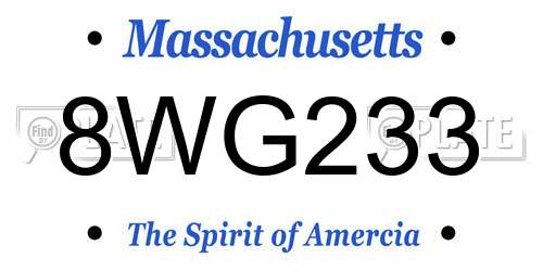8WG233 Massachusetts License Plate