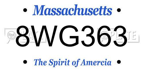8WG363 Massachusetts License Plate