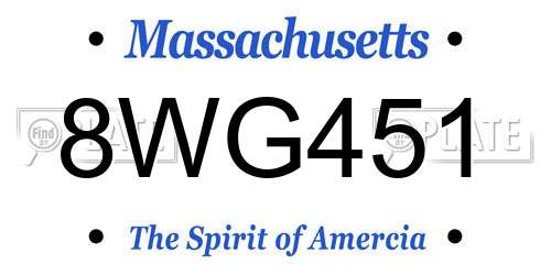 8WG451 Massachusetts License Plate