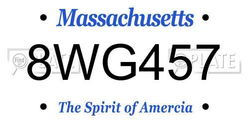 8WG457 Massachusetts License Plate