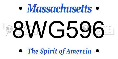 8WG596 Massachusetts License Plate