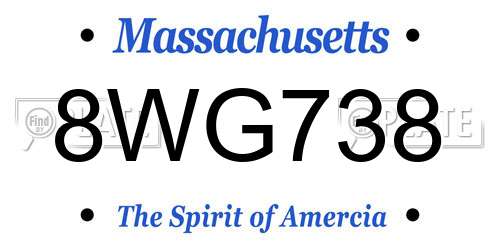 8WG738 Massachusetts License Plate