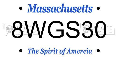 8WGS30 Massachusetts License Plate