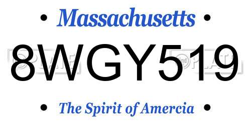 8WGY519 Massachusetts License Plate
