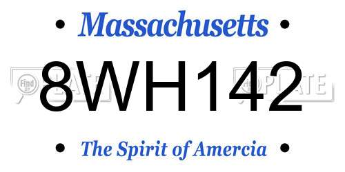 8WH142 Massachusetts License Plate