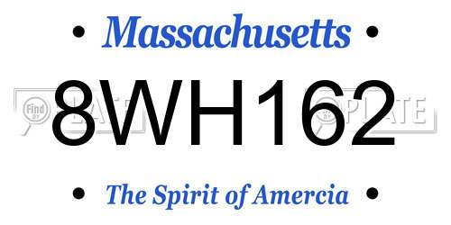 8WH162 Massachusetts License Plate