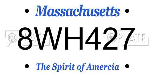 8WH427 Massachusetts License Plate