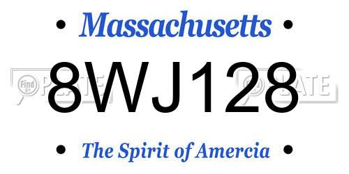8WJ128 Massachusetts License Plate