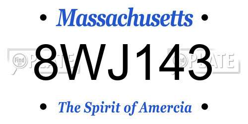 8WJ143 Massachusetts License Plate