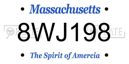 8WJ198 Massachusetts License Plate