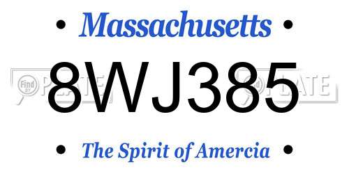 8WJ385 Massachusetts License Plate
