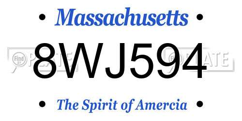 8WJ594 Massachusetts License Plate
