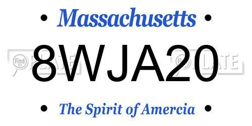 8WJA20 Massachusetts License Plate
