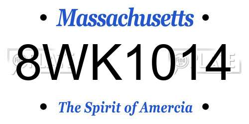 8WK1014 Massachusetts License Plate