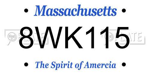 8WK115 Massachusetts License Plate