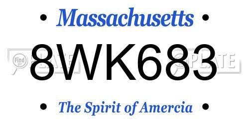 8WK683 Massachusetts License Plate