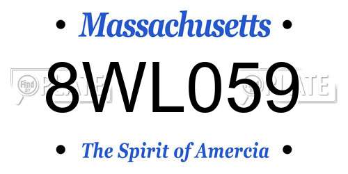 8WL059 Massachusetts License Plate
