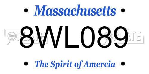 8WL089 Massachusetts License Plate