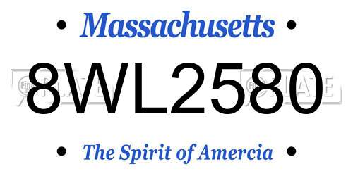 8WL2580 Massachusetts License Plate
