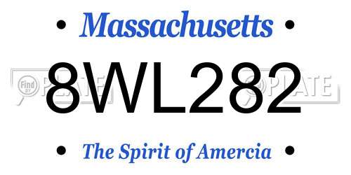 8WL282 Massachusetts License Plate