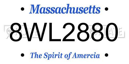 8WL2880 Massachusetts License Plate