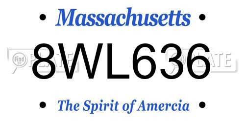 8WL636 Massachusetts License Plate
