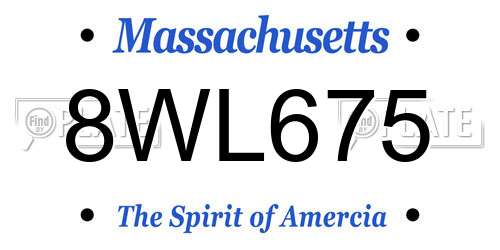 8WL675 Massachusetts License Plate