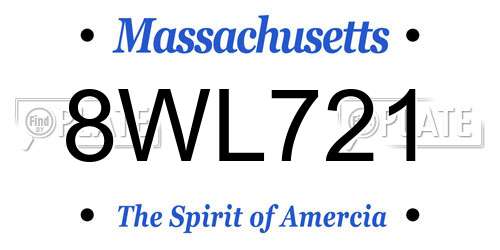 8WL721 Massachusetts License Plate