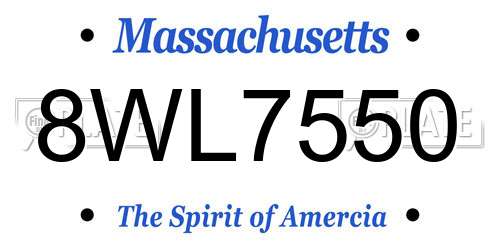 8WL7550 Massachusetts License Plate