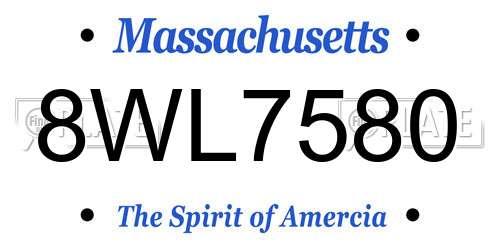 8WL7580 Massachusetts License Plate
